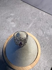 Vintage Amethyst Filigree Sterling Ring – 6