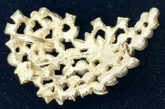Vintage Rhinestone Brooch Leaf Nature Design RADIANT! Large 2 1/2 inches Long!