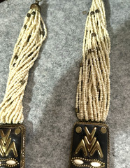Vintage Necklace Multi Strand cream Seed Bead brass Round Beads 26″ long