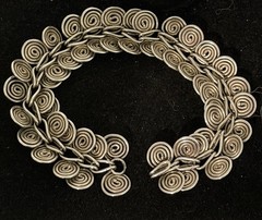 Vintage 800 Silver 7.5” Coil Swirls Handmade Hook Clasp Bracelet