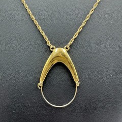 Vintage Trifari Gold Tone Wishbone Charm Holder Necklace Rope Chain