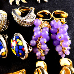 Vintage Clip On Earrings Lot 20 Pairs Retro Jewelry Floral Grape Cluster Enamel