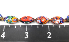 Vintage Murano Knotted Millefiori Venetian Glass Bead Necklace Barrel Clasp