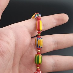 Vintage Venetian Style Multicolor Chevron Glass Beads Necklace 22In | 5.2–18.2mm