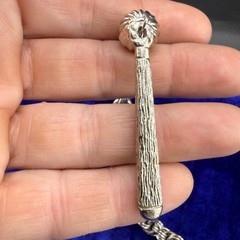 Vintage Lariat Necklace Silver Tone Tassel 40”