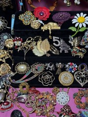 Costume Jewelry Brooch Lot Bakelite, Eisenberg, Jay Strongwater, Swarovski, JJ