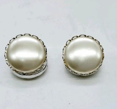 Sarah Coventry Earrings Silver Tone Clip On Reversible Crystal Accent .75 in