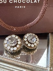Vintage Austria prong set rhinestone cluster clip earrings