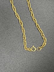 Cross 2″ Natural Stone Chips/Seashell Gold Tone 24″ Chain Vintage Reversible