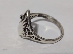 VINTAGE STERLING SILVER FILIGREE 1/2 INCH SWAN BIRD SZ 8 RING STAMP 925 2MM BAND