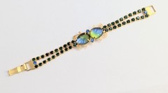 Vtg Juliana Style Molded Green Blue Givre Glass Rhinestone Costume Jewelry Set