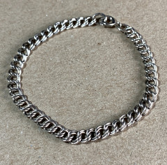 Vtg AC Co Sterling Silver Rhodium Plated Charm Bracelet 7 in. Parallel Link 6.2g