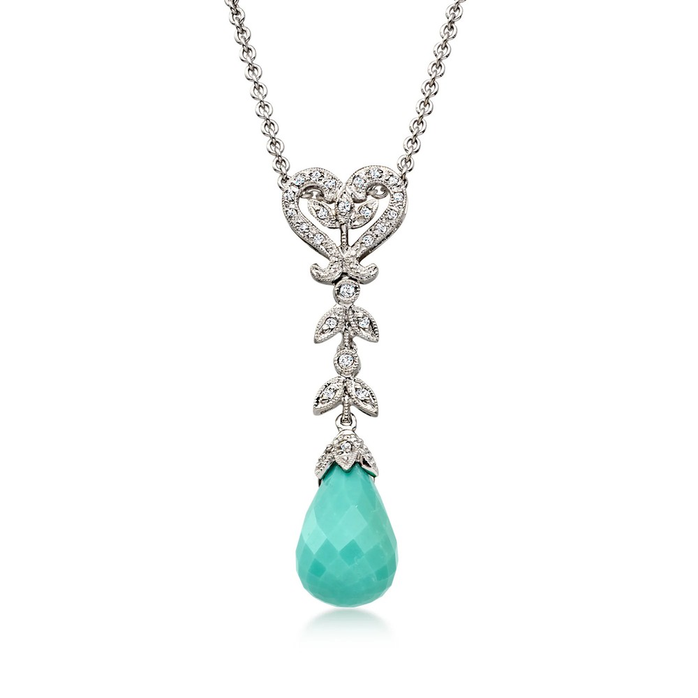 Vint Serpentine Drop Ncklc w Diamonds in 14k White Gold 16 inches