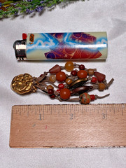 Vintage Catherine Stein Semiprecious Stone Beaded Leather Clip Back Earrings