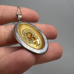 Vintage Ukraine Pendant Icon Sterling Silver 925 Enamel Jewelry Beautiful 1.7gr