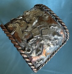 Vtg unsigned Mid Century Modernist Brutalist Silver Copper Cuff Bracelet