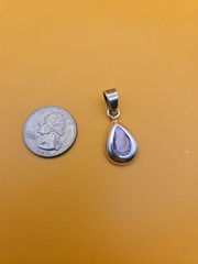 Mexico Sterling Silver 950 Abalone Shell Teardrop Pendant Charm @1″