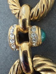 Vintage Givenchy Necklace Oval Link Rhinestone & Color Cabochon Gold Tone READ