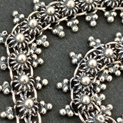 Vintage Silver Bracelet Ethnic Granulation Flower Filigree Tribal Articulated