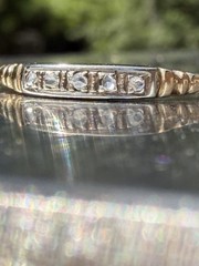 Antique Vintage Art Deco 14k Gold Rose Cut Diamond 5 Stone Diamond Band