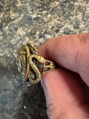 1920s Antique Egyptian Revival Czech Glass Pharaoh Ring Neiger Style Sz 5