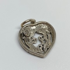 Vintage 925 Sterling Silver Valentine’s Day Heart With Angels Love Pendant
