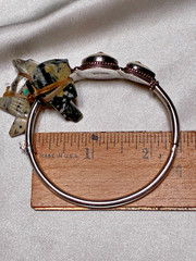 Vintage Tibet/Nepal Sterling Silver Coral Turquoise Inlaid Bone Tribal Bracelet