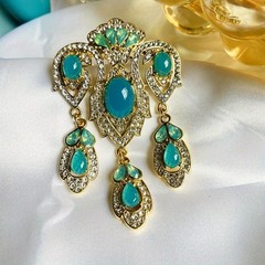 Antique Women’s Resin Gemstone Brooch Pin Anti glare Cheongsam Dress Corsage