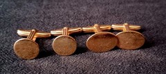 Vintage Yellow Gold-Filled Bullet Back Cufflinks Lot of 2 Oval & Round