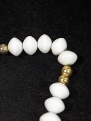 Vintage White Lucite Sattelite Bead Gold Tone Choker Neckalce MCM Retro 17 in