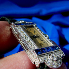 ORIGINAL Art Deco Raymond YARD Antique Diamond Sapphire Platinum Gatby era Watch