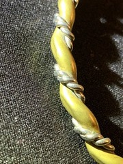 Vintage Mixed Metal Twisted Bracelet Boho Copper and Silver Tone Bangle