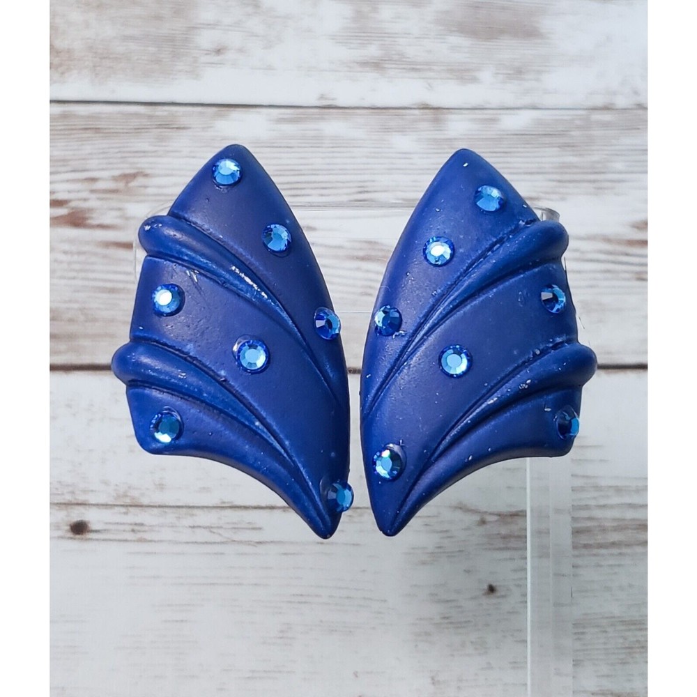 Vintage Jeff Lieb Clip On Earrings Blue – Paint Damage