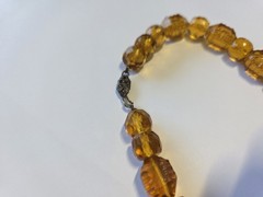 Vintage Amber Glass Beaded Necklace, Round Ball/Bead Chain, Faceted Beads, Clasp