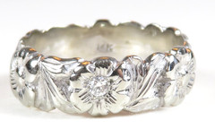 Antique Art Deco Diamond 14KW Eternity Wedding Band Ring Size 5.75 UK-L 6.25MM