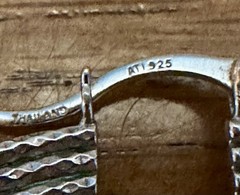 Large Vintage Signed ATI 925 Sterling Silver Textured Pierced Hoop Earrings 2”