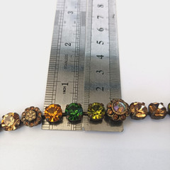 Vintage Crystal Necklace Autumn Brown Green Brass Statement Romantic Statement