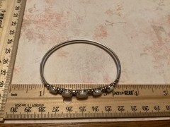 White Fire opal 5 stone hinged sterling silver vintage bangle Bracelet