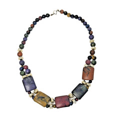 Vintage 1970s/1980s Gold & Multicolor Lucite Statement Choker 16″ Necklace