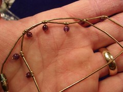 ESTATE FIND – BEAUTIFUL LADIES HANDCRAFTED GOLD FILLED? NECKLACE, AMETHYST BEADS