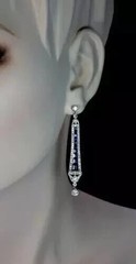 Art Deco Style Lab Created Sapphire Diamond Engagement 14k White Gold FN Earring