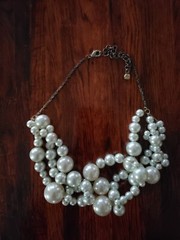 Vintage Faux Pearl Necklace Champagne Bubbles White Costume Jewelry Signed