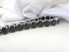 Sterling Silver 925 Natural 50tcw Black Spinel Tennis Bracelet 8″
