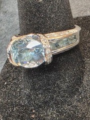 18kt BELLARI Diamond Aquamarine 18k White Gold Ring 7.42 S7