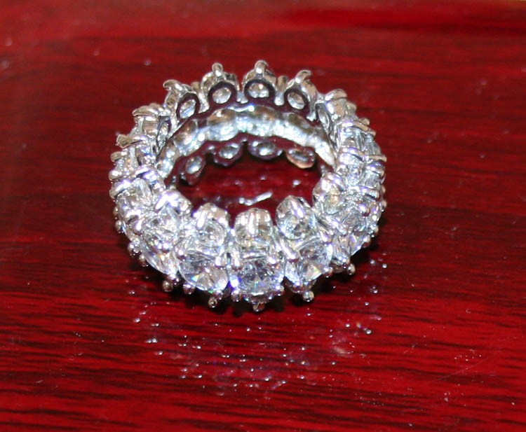 Uniquely Stunning Vintage Wide Moissanite & Silver Band, Sz. 6 3/4