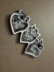 Silver Tone 3 Hearts Angels Live Laugh Love Rhinestone Pin Brooch | Vintage