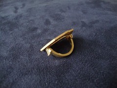 Vintage Retro Hexagrams Cloisonne White & Black Enamel Gold Tone Scarf Clip
