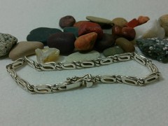 VTG 950 Sterling Silver Anchor Mariner Dbl Linked Chain Tennis Bracelet 8 1/8″