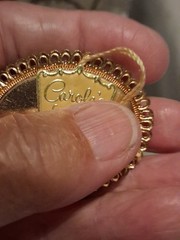 VINTAGE LRG 2 IN. X 1 + INCH M. O. Pearl Brooch FRAMED IN GOLD West GERMANY