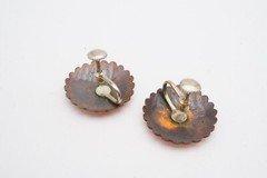 Vintage Earrings Copper Etched Concho
